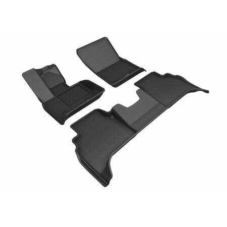 3D MATS USA Custom Fit, Raised Edge, Black, Thermoplastic Rubber Of Carbon Fiber Texture, 3 Piece L1MB10901509
